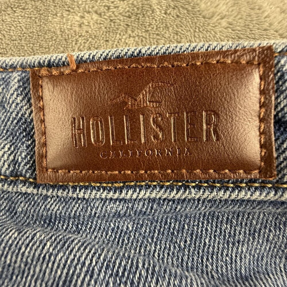 Hollister High Rise Slim Straight Jeans Women 0R Distressed Rose Embroidered Y2K - Picture 7 of 16